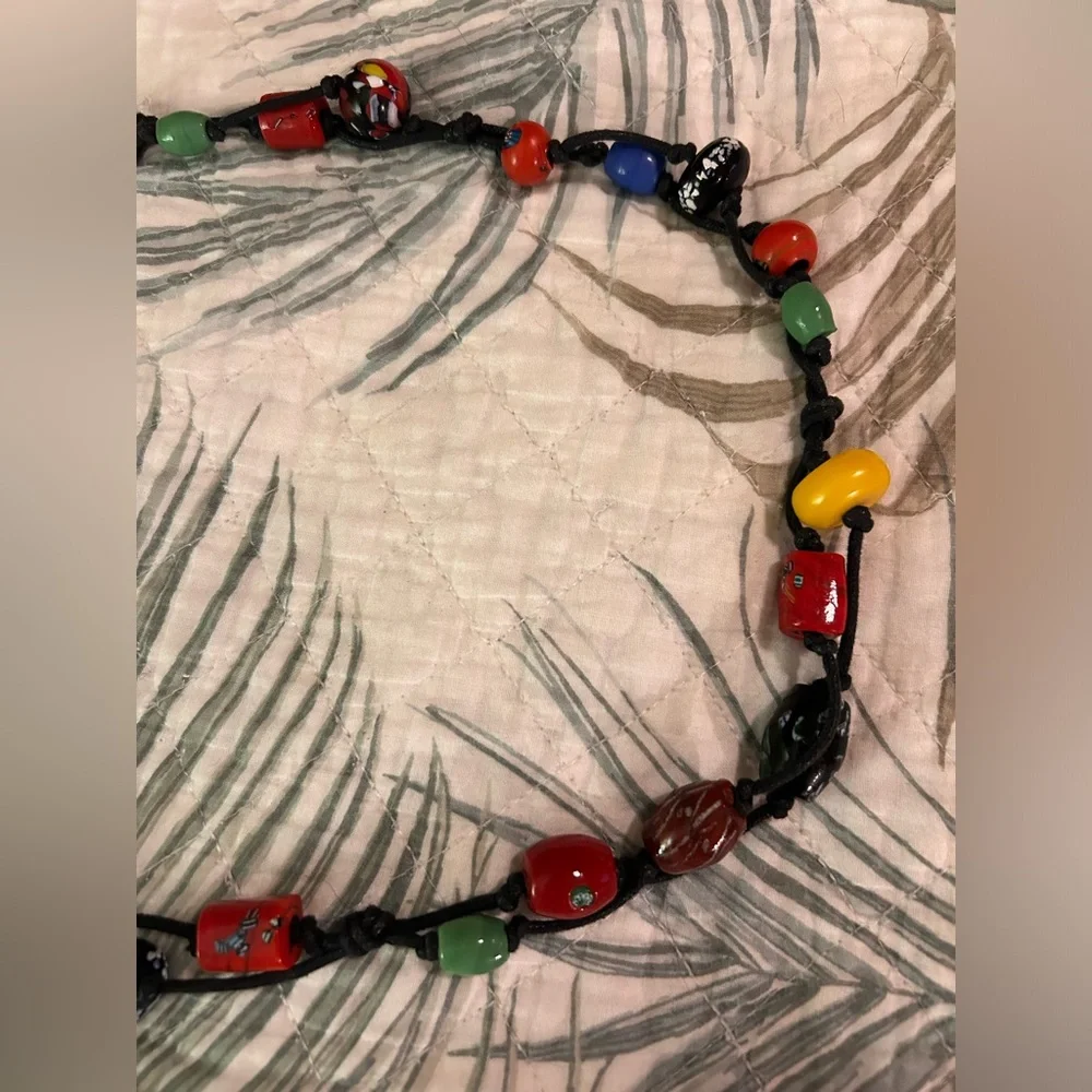UNIQUE BELT : Colorful beads strung on black cord. Beautiful!! NEW without tags!
